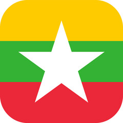 Obraz premium Flag of Myanmar Rounded Square Icon
