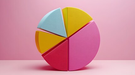 Obraz premium A dynamic 3D pie and line graph hybrid, showcasing vibrant data visualization