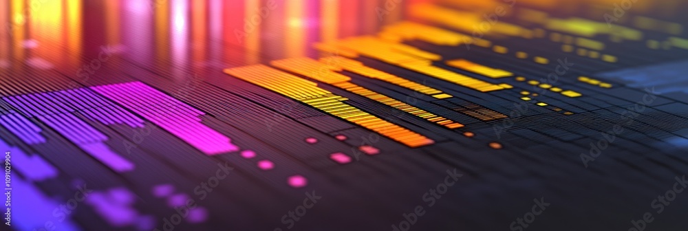 Poster Abstract digital visualization with vibrant colors and patterns resembling data analysis.