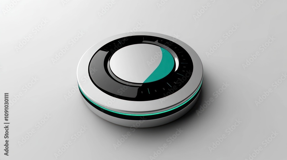 Poster a sleek, modern control dial with a metallic finish and illuminated accents.