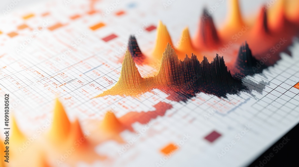 Aufkleber Abstract visualization of data with peaks and patterns in vibrant colors.