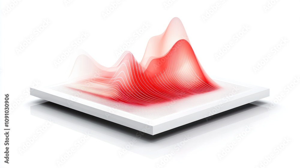 Aufkleber A 3D visualization of sound waves in red tones, representing data or audio analysis.