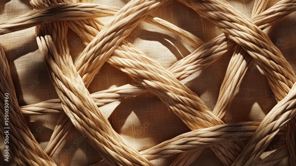 Aufkleber intricate woven pattern showcasing natural fibers in soft lighting.