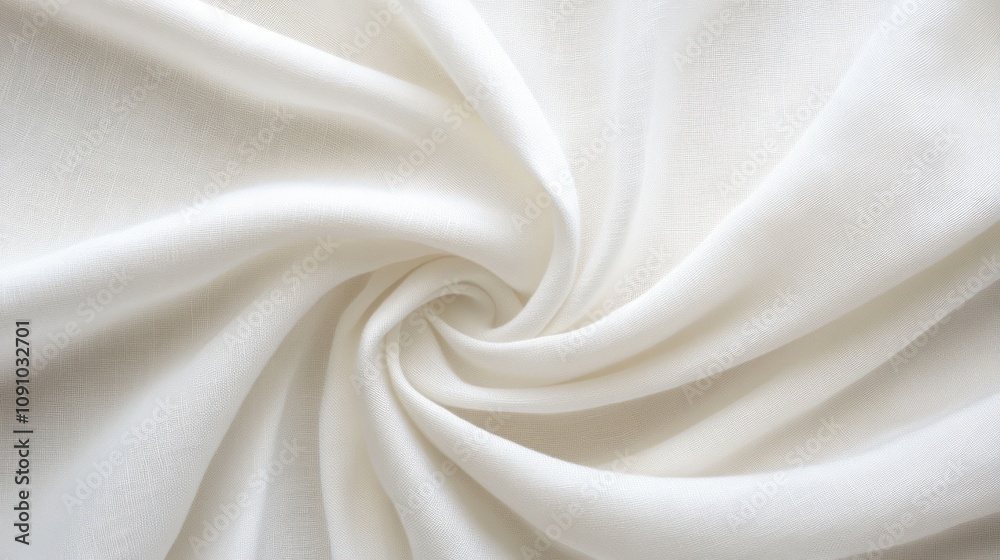Poster a close-up view of white fabric, showcasing its smooth texture and gentle folds.