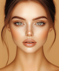Fototapeta premium beautiful young woman with fresh skin and captivating eyes. Her flawless complexion radiates