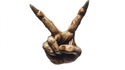 Fototapeta premium devil hand showing peace sign isolated on white