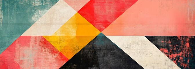 Fototapeta premium Vintage geometric shapes wide horizontal abstract background