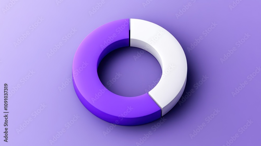 Poster a stylized purple and white donut shape on a gradient background.