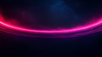 Obraz premium Cosmic Glow: A mesmerizing abstract background featuring a vibrant pink ring of light radiating across a deep blue and black cosmos. This otherworldly scene evokes a sense of wonder and mystery.