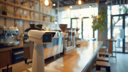 Modern technology. Hidden security camera in a restaurant or cafe. Control in a public place. 