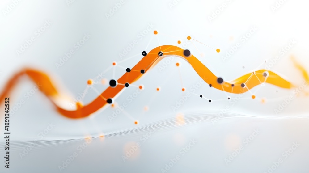 Poster Abstract design featuring a flowing orange wave with nodes and connections.