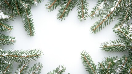 Beautiful christmas background with close-up of green fir tree branches Creating a moody and festive design for seasonal quotes and winter holiday concepts
