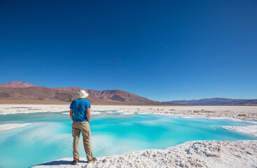 Tourist on Laguna Verde