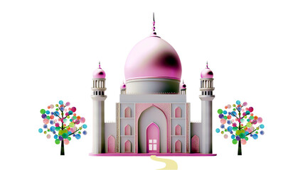 Watercolor Mosque White Background