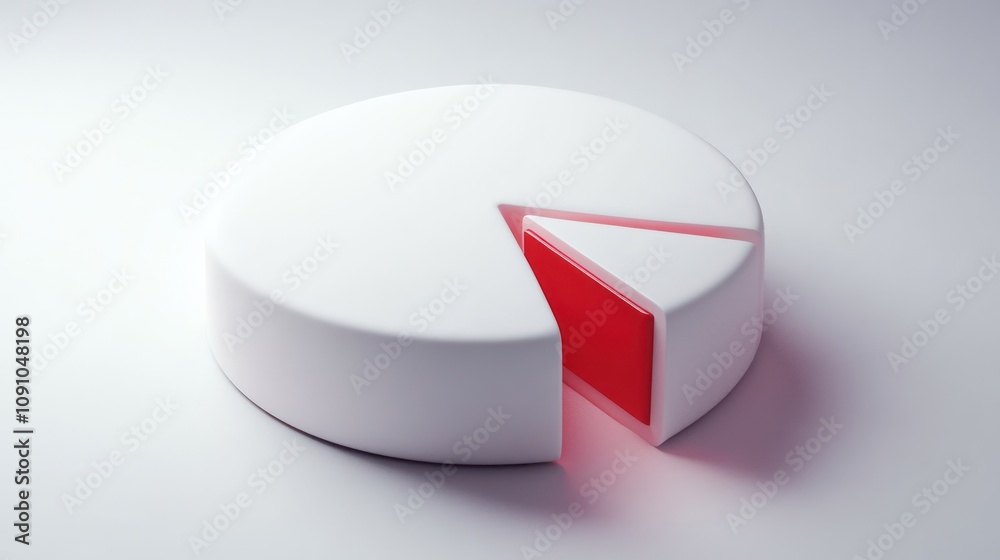 Poster A 3D pie chart with a red segment removed, emphasizing data visualization.