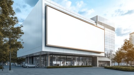 Obraz premium A large white building with a large white sign on the side