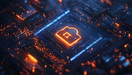 Obraz premium Network Security Digital Lock