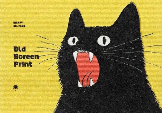 Old Screen Print Effect Mockup