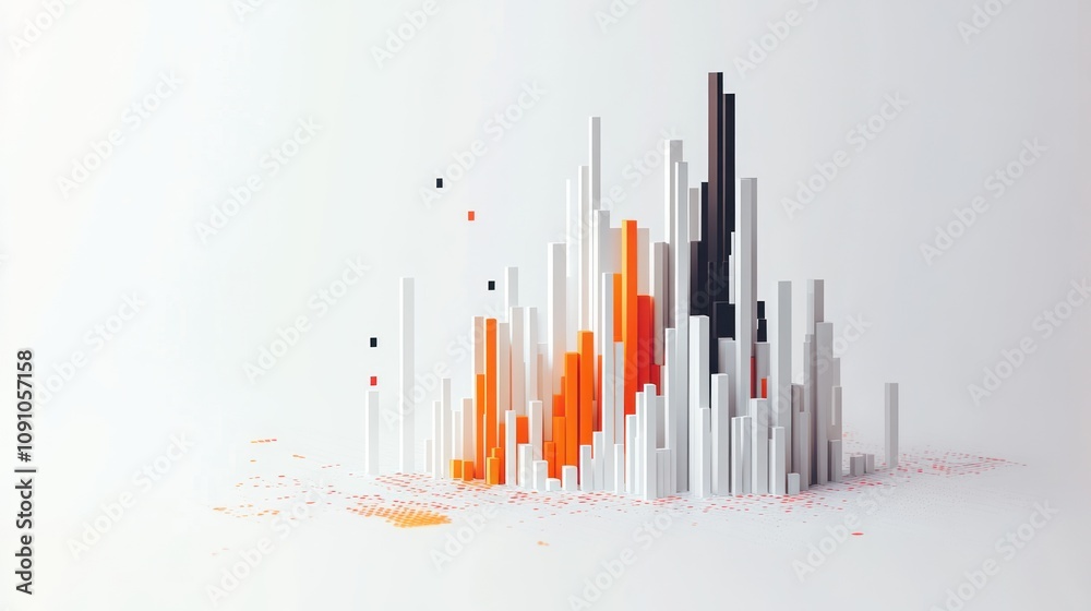 Poster Abstract visualization of data represented by vertical bars in varying heights and colors.