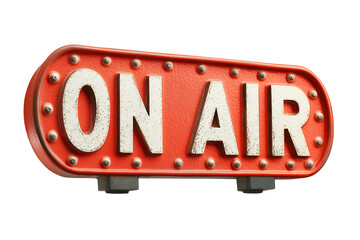 Vintage illuminated studio On Air sign isolated on a white background