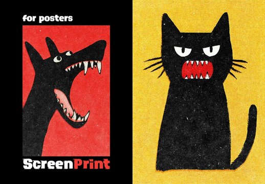 Old Screen Print Poster Effect Mockup