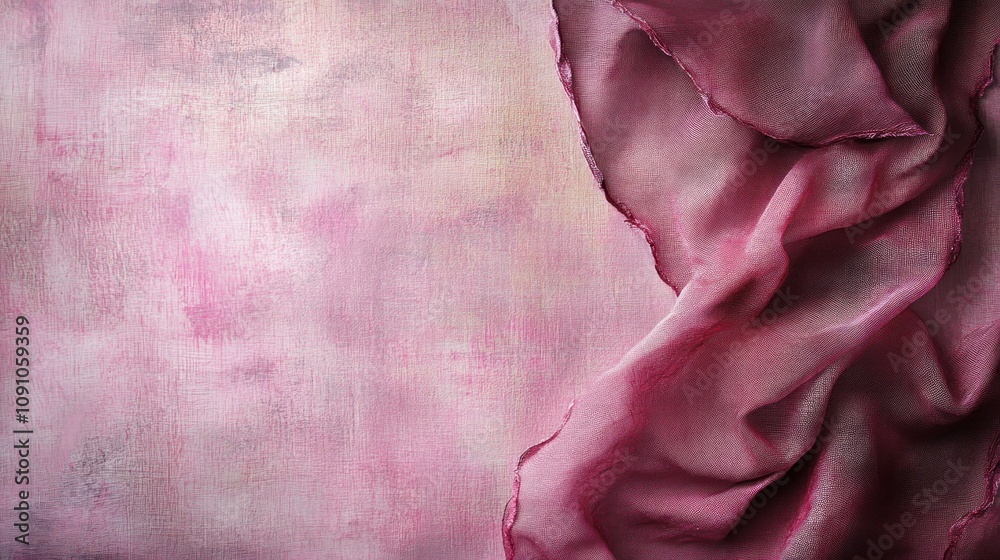 Poster A soft pink fabric drapes over a textured background, creating a gentle, calming aesthetic.