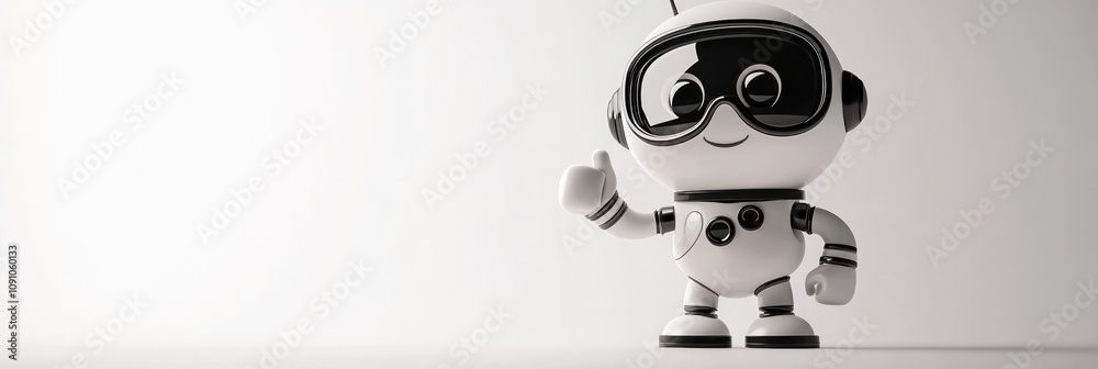 Aufkleber A cheerful robot character with a thumbs-up gesture, symbolizing positivity and technology.