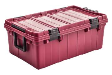 plastic box packaging of finished goods product on white background with clipping paths.