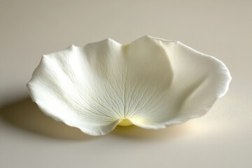 Delicate white petal on neutral background