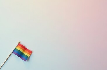 Fototapeta premium Top view of small rainbow LGBT flag for Pride Month celebration