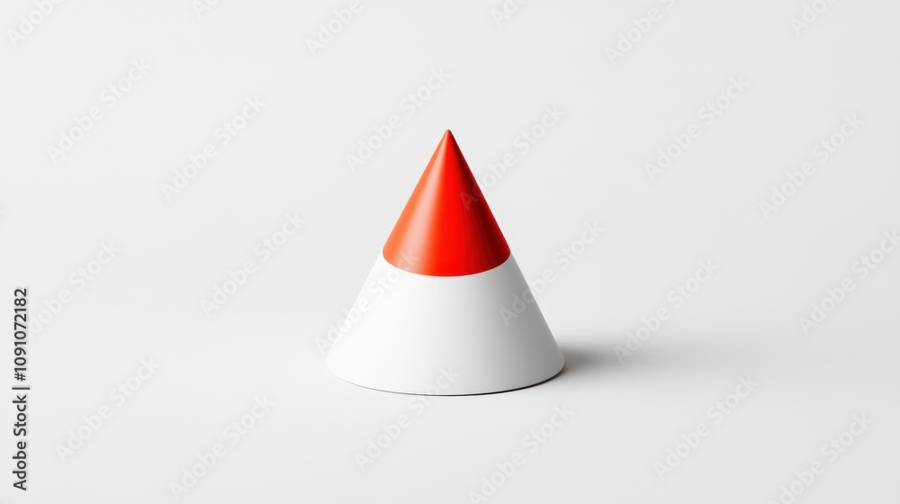 Aufkleber A minimalist cone shape with a red tip and white base, likely a design object or toy.