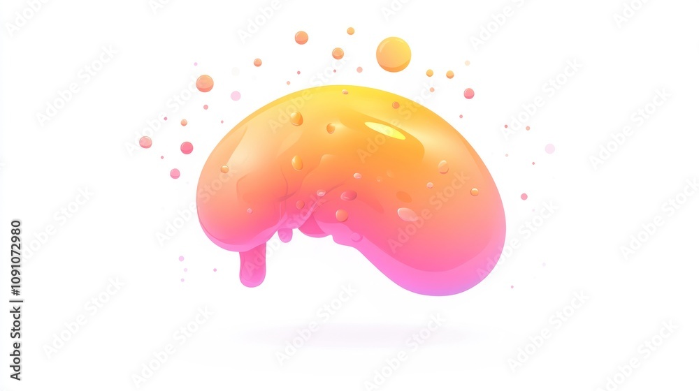 Aufkleber A vibrant, smooth, abstract blob with gradient colors and droplets, suggesting creativity.