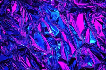 Vibrant Purple and Blue Crumpled Aluminum Foil Abstract Texture Modern Background