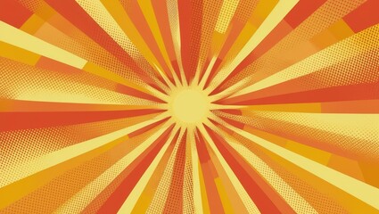 Obraz premium Retro comic rays yellow dots background. Vector illustration in pop art retro style