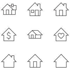 Obraz premium Smart home icon collection. Simple house symbol. Thin line vector icons for website design and development, Premium pack. Modern vector symbols. Linear pictogram pack. Vector illustration.