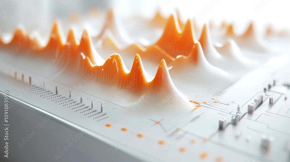 Aufkleber Abstract representation of sound waves in a 3D visualization.