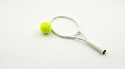 Minimalist Tennis Theme with Yellow Ball and White Racket