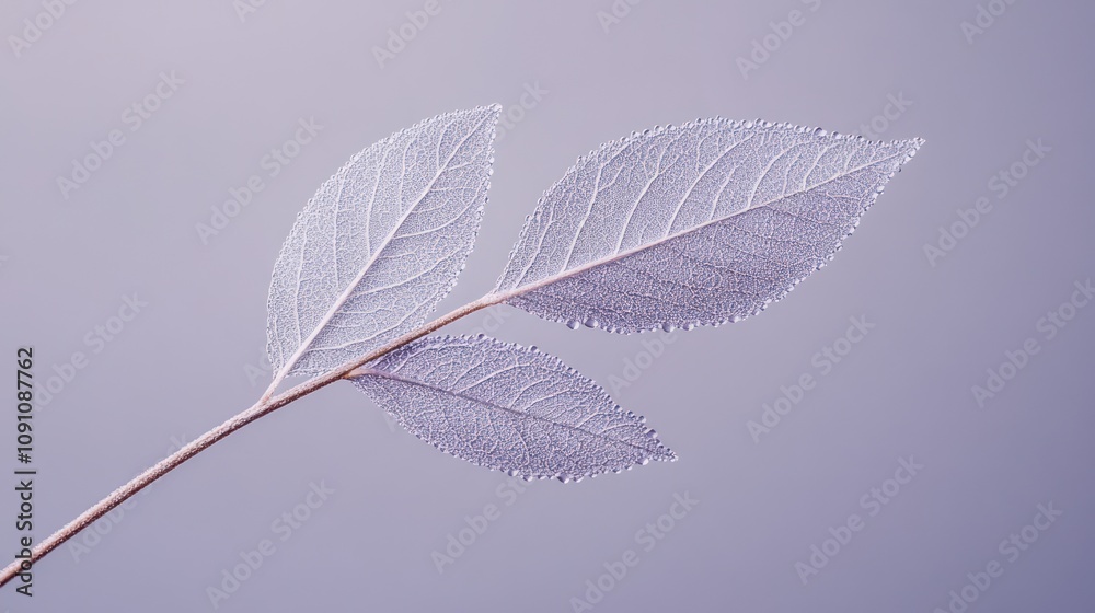 Poster delicate translucent leaves on a slender stem against a soft background.