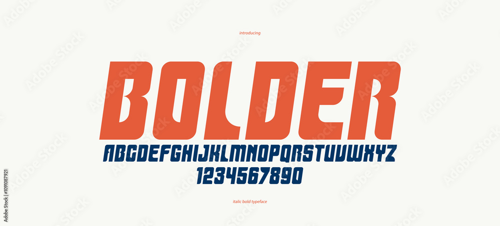 Fototapete bold simple sans serif display font for logos headers or slogans, vector italic heavy geometric type
