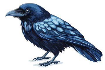 Naklejka premium A stylized blue raven with intricate feather details, showcasing its elegant form.