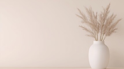 Naklejka premium Elegant dried grass arrangement minimalist home interior design soft lighting modern aesthetic tranquil ambiance