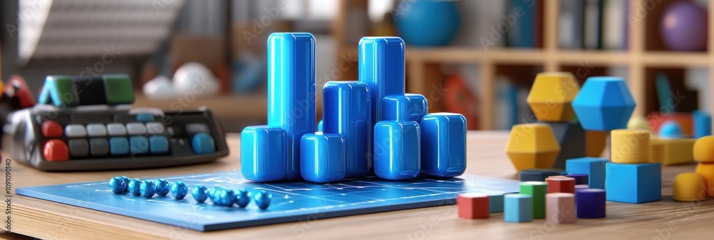Aufkleber a colorful arrangement of educational toys and blocks for learning and play.