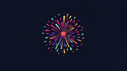 Minimalist New Year 2025 logo with a colorful fireworks icon, representing a safe and exciting celebration