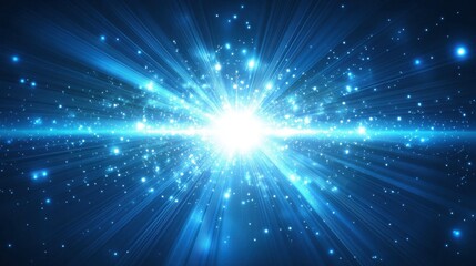Fototapeta premium Bright and Dazzling Blue Light Burst with Starry Effects Creating a Cosmic Atmosphere for Background, Textures, or Creative Projects