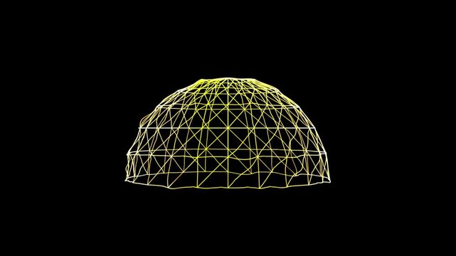 An intricate network of connected lines and dots creates a mesmerizing half-circle pattern.