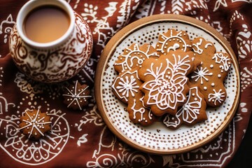 Fototapeta premium Cozy Christmas Cookies and Mug in Warm Setting
