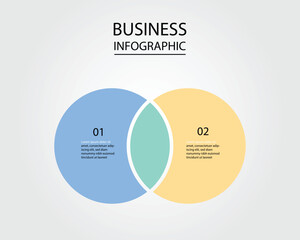 Business Infographic modern design template for banners and infographics for 2 venn diagram circle step