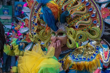 close up of a festival mask