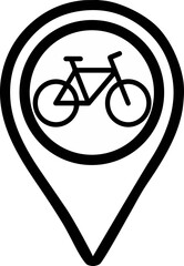 Bicycle map location icon vector in white color for cycling routes