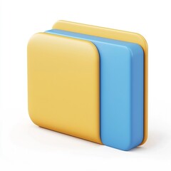 Clean and Minimalistic 3D Cartoon Style Open Folder Icon in Blue and Yellow Colors
